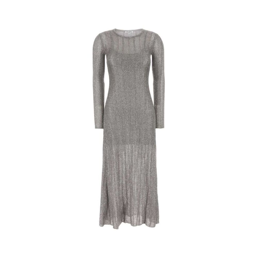 Alaia Women Silver Crochet Dress